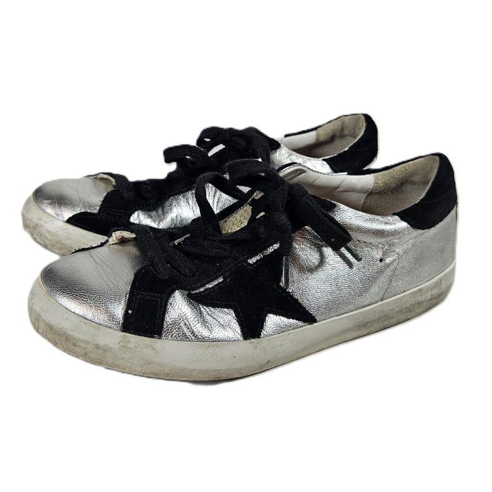 Golden Goose Silver Star Sneakers Girl's Size 33 or 2.5-3 Distressed Low-Top